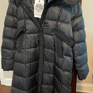 Womens knee length down puffer jacket